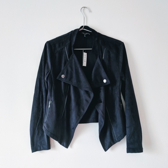 Romeo & Juliet Couture Jackets & Blazers - NWT Romeo +Juliet Couture Draped Suede Moto Jacket